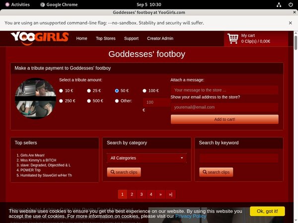 Goddesses Footboy Login Information