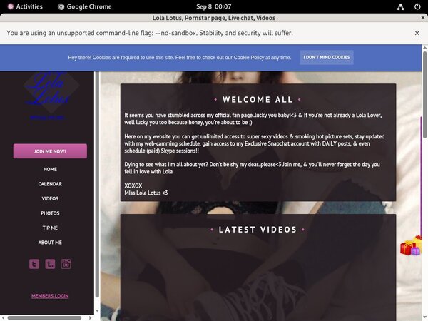 LolaLotus Website Accounts